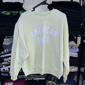 NWOT American Eagle Outfitters Women's Light Yellow cropped Crew Neck Sweater